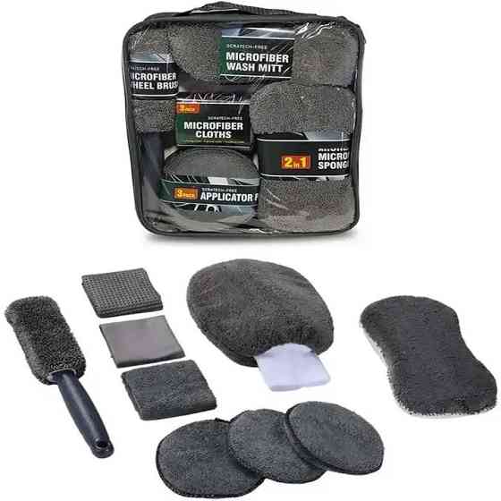 Набір автомобільний для мийки та полірування за авто 9 в 1. Набір для ручного миття машини, мікрофібра для авто Кам'янець-Подільський