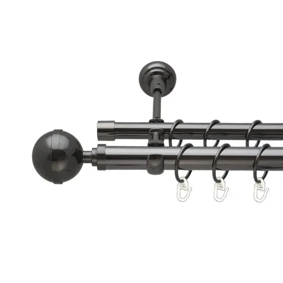 Карниз Orvit Калісто металевий дворядний відкритий гладка труба кільце металеве Онікс 25\16 мм 240 см Львов