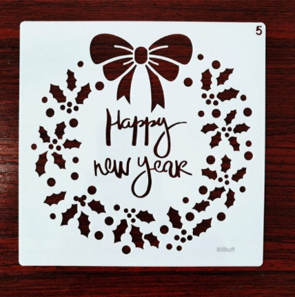 Новогодний трафарет Happy new year 13 на 13 см серый Киев - изображение 1