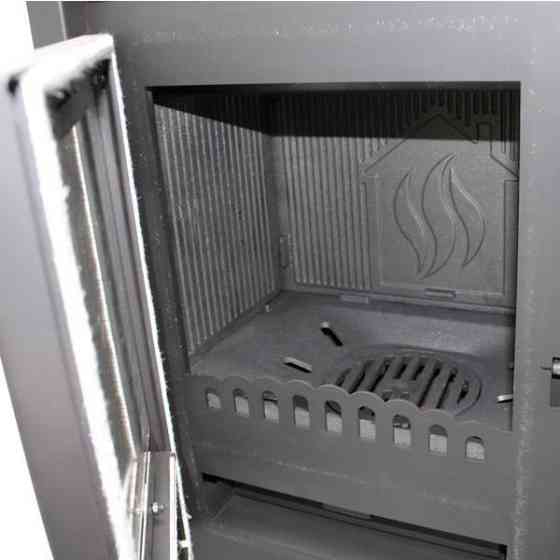 Піч-камін на дровах Hosseven ASSOS 7,5 кВт сталева буржуйка з чавунною топкою панорамне скло верхній димохід Туреччина Київ