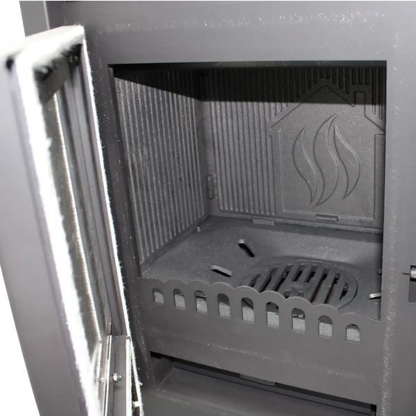 Піч-камін на дровах Hosseven ASSOS 7,5 кВт сталева буржуйка з чавунною топкою панорамне скло верхній димохід Туреччина Тернопіль - фото 6