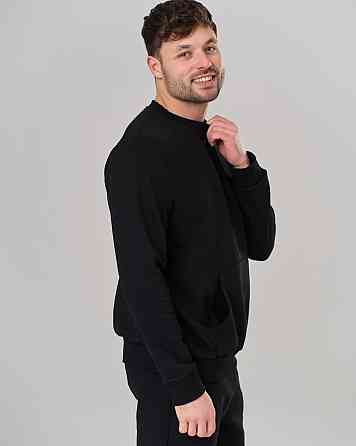 Чоловічий теплий костюм зі штанами чорний — Байка — однотонний Tom John 93401 Київ