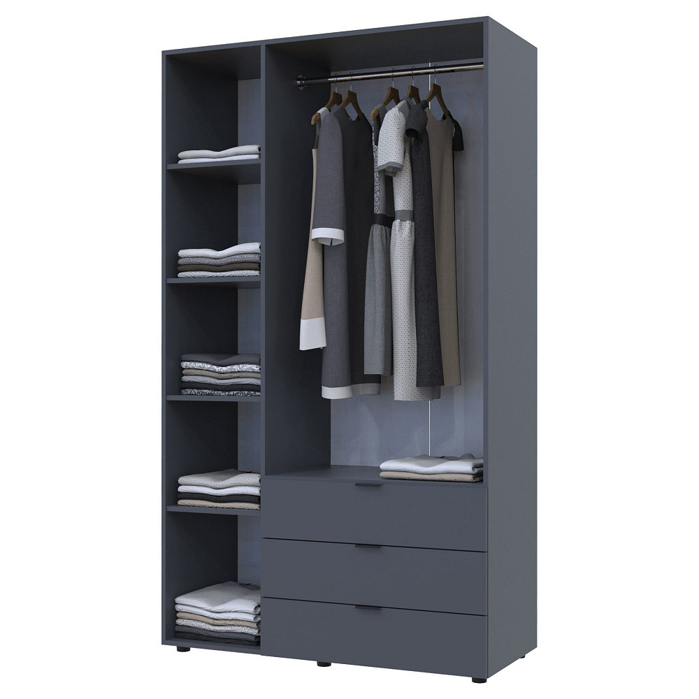 Шкаф распашной для одежды Doros Гелар 116,2х49,5х203,4 см Графит (DRS-011108) Днепр - изображение 4