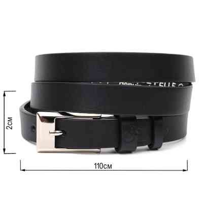 Ремень Grande Pelle Тонкий женский кожаный Черный (11673) Винница