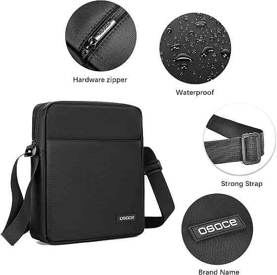 Мужская водонепроницаемая сумка через плечо мессенджер для работы и путешествий черная Киев