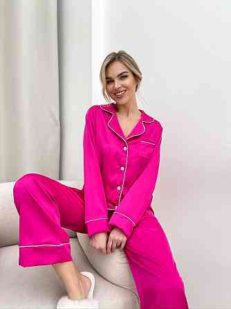 Женская стильная пижама двойка: рубашка и брюки из шелка Армани. Малина, 44/46 Одесса