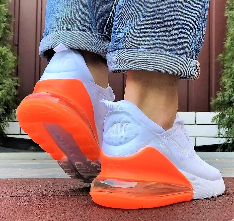 Кросівки Nike 270 Чоловічі Білі з Амортизацією Червоні Жовтогарячі Найк (розміри: 41,42,43,44,45) Дніпро - фото 9