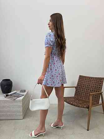 Женское легкое романтическое мини платье в цветочный принт турецкий софт Голубой, 44/46 Одесса