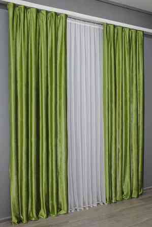 Комплект готових штор VR-Textil Оксамит № 902ш Салатовий 150х280 см 2 шт (30-707) Київ