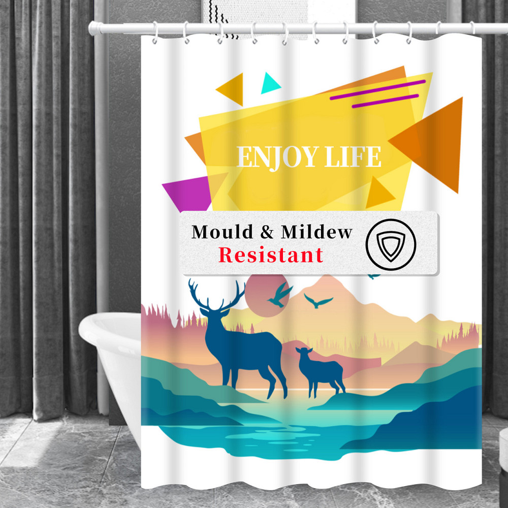 Шторка для ванны из полиэстера водонепроницаемая Bathlux 180x180 см с кольцами, занавеска для ванной комнаты Каменец-Подольский - изображение 2