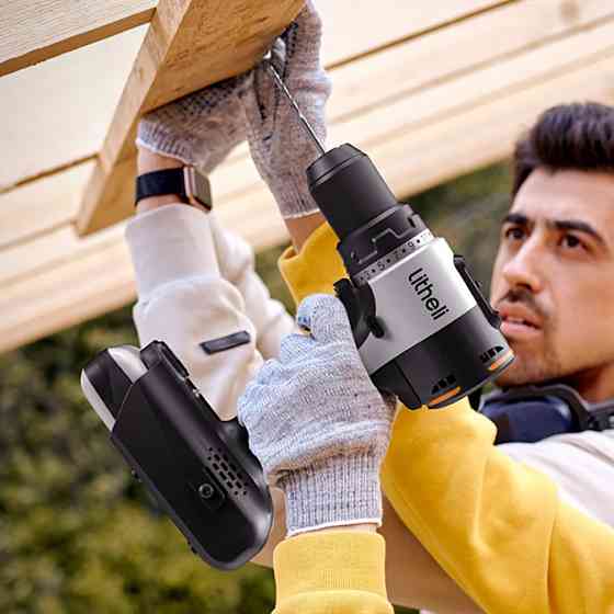 Акумуляторний ударний шурупокрут Litheli безщітковий, живлення від павербанку (УМБ Litheli Power Bank 20000 mAh, 45 W, 2А в Київ