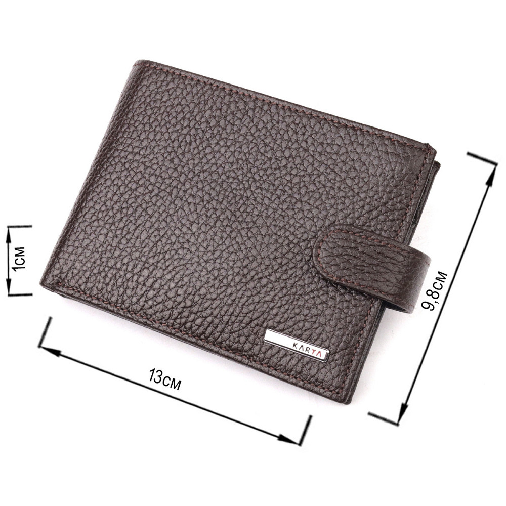 Вместительное мужское портмоне с хлястиком из натуральной кожи KARYA 21081 Коричневый Киев - изображение 3