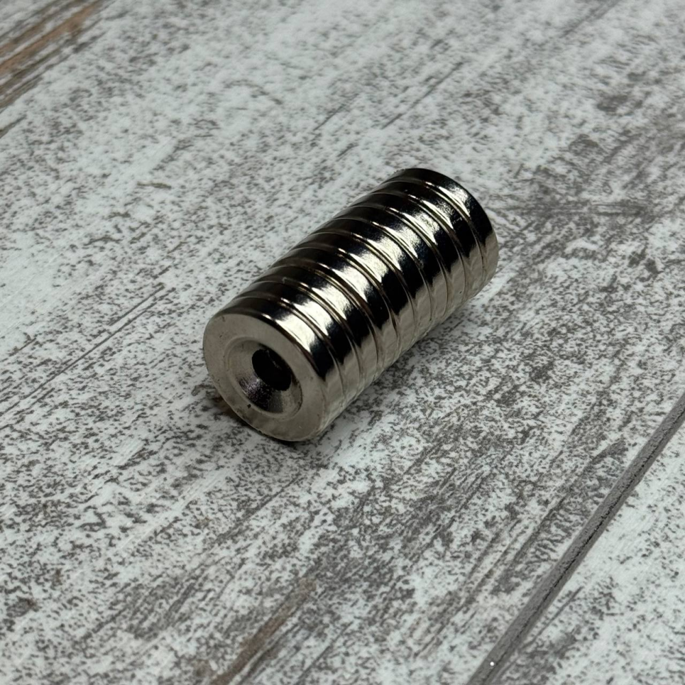 Набір із 10 кріпильних неодимових магнітів 18x4 мм N50 з отвором 5 мм Київ - фото 2