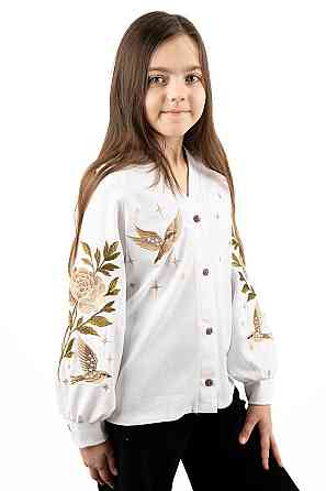 Вишиванка-сорочка для дівчаток біла лляна топ 128 Київ