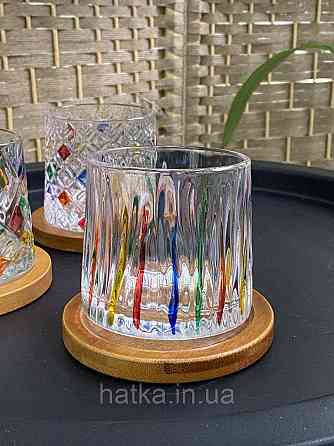 Склянка-доф "Льодяні стріли" з дерев'яною підставкою 275 мл КРУТИТЬСЯ прозорий для дому та ресторану Київ