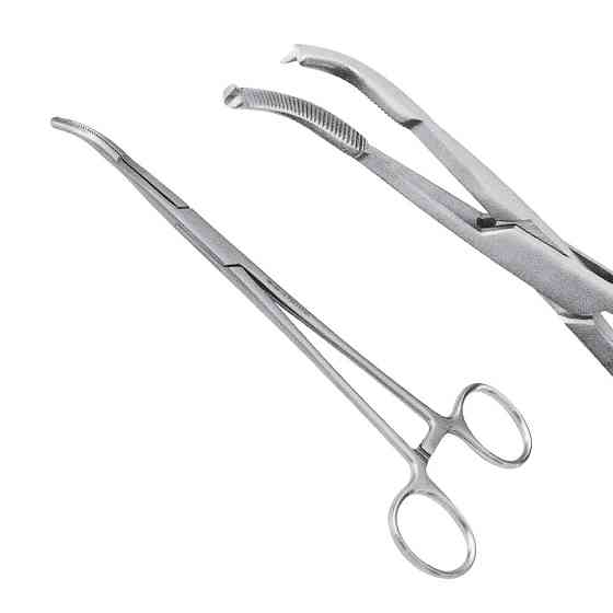 Затискач черевний Mikulicz, 20 см, зігнутий, 1:2 зубий, J-17-285 Дніпро