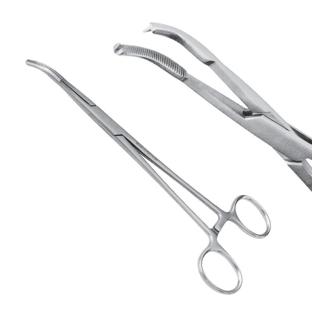 Затискач черевний Mikulicz, 20 см, зігнутий, 1:2 зубий, J-17-285 Дніпро - фото 1