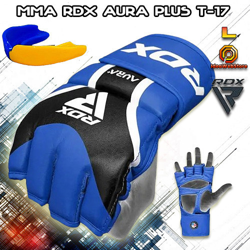 Рукавички для ММА змішаних єдиноборств рукопашного бою ММА RDX AURA PLUS T-17 Black Blue розмір L Київ - фото 7