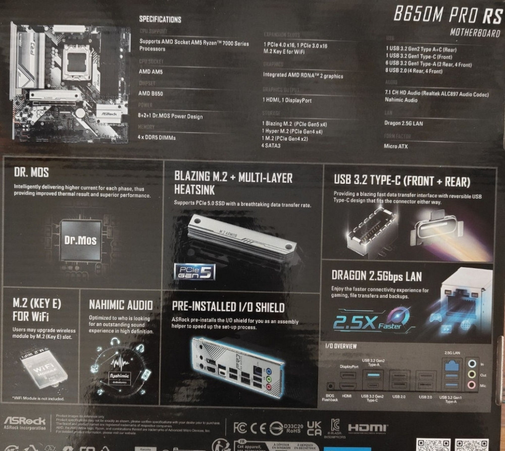 Ryzen 5 7500F + Asrock B650m Pro RS ( AM5, PCIe 5.0, DDR5, 3х М.2 SSD) Харків - фото 3