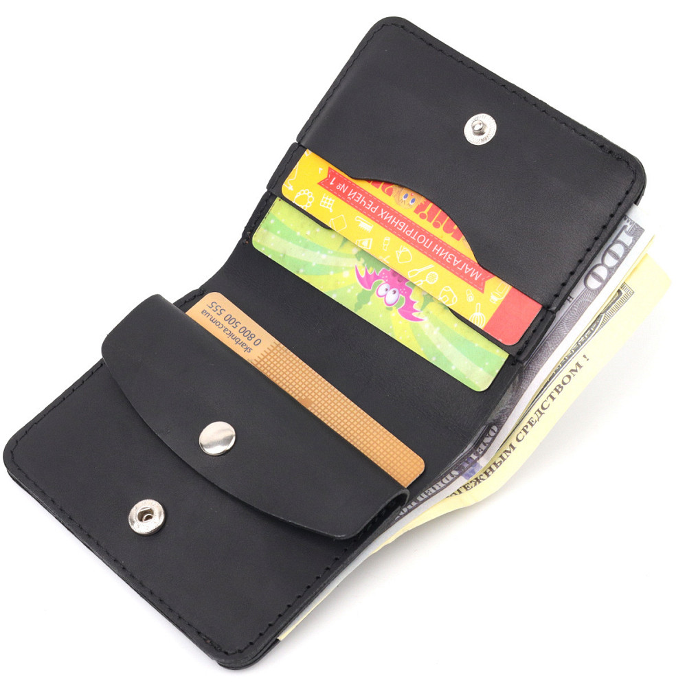 Матове чоловіче портмоне з натуральної шкіри Shvigel 16600 Чорний Київ - фото 6