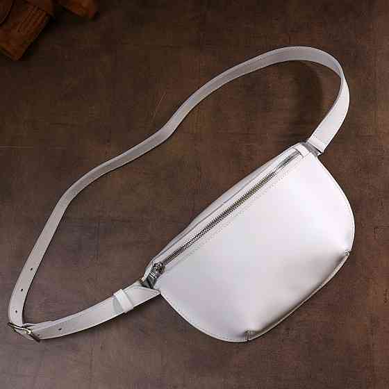 Кожаная женская бананка Shvigel 16384 Белый Киев