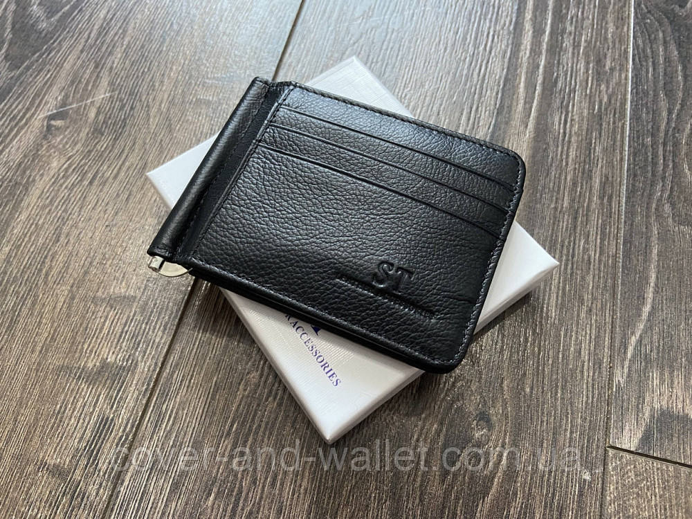 Шкіряний затиск для грошей без застібки на багато карток ST Leather Київ - фото 5