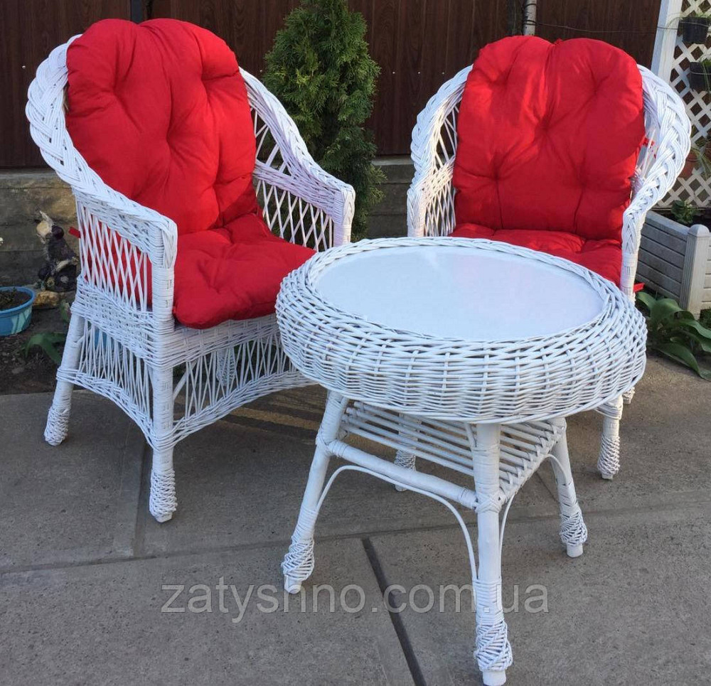 Білі плетені меблі | меблі з лози біла | меблі плетені з лози з накидками Київ - фото 2