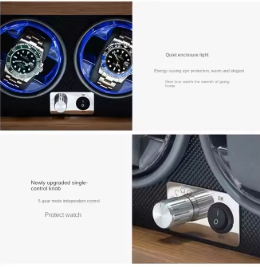 Автоматична шкатулка для механічних годинників 2 місця Watch Winder дерев'яний ротатор для автопідзаводу Київ