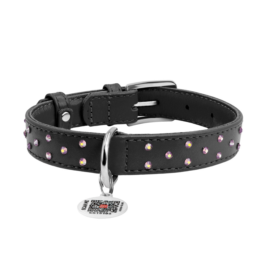 Нашийник для собак шкіряний WAUDOG Glamour з QR паспортом, з клейовими стразами, Ш 20 мм, Дов 3 Коломыя - изображение 2