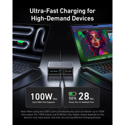 Зарядное устройство Anker GaNPrime 200W 4xUSB-C PD + 2xUSB-A Black (A2683341) Винница - изображение 2