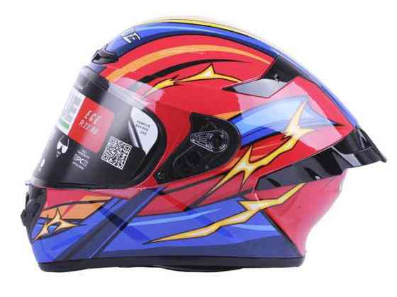Шолом мотоциклетний інтеграл MD-821, оранжевий із синім, size M Мукачево