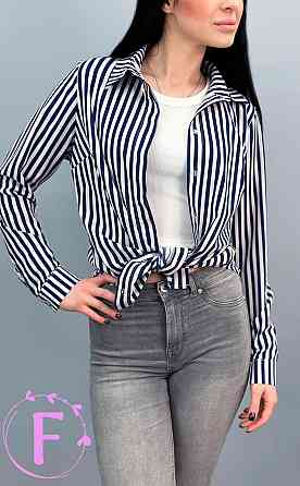 Сорочка з довгими рукавами у смужку "Sail" оптом | Батал | Розпродаж моделі Темно-синій, 50-52, широка смужка Київ