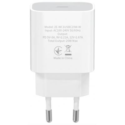 Зарядний пристрій 2E USB-C Wall Charger PD3.0 DC5V/3A, 20W, white (2E-WC1USBC20W-W) Вінниця - фото 2