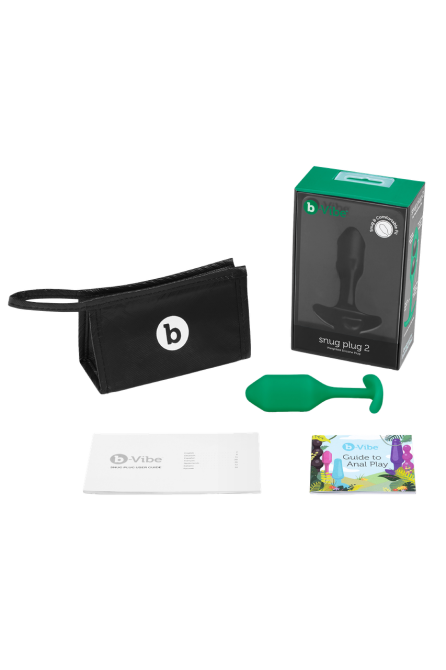 Анальная пробка со смещенным центром тяжести B-Vibe Snug Plug 2, силиконовая, зеленая Sex Aura Киев - изображение 2