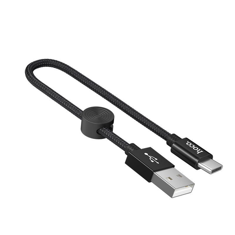 Кабель HOCO X35 USB to Type-C 3A, 0.25m, nylon, aluminum connectors, Black Киев - изображение 1