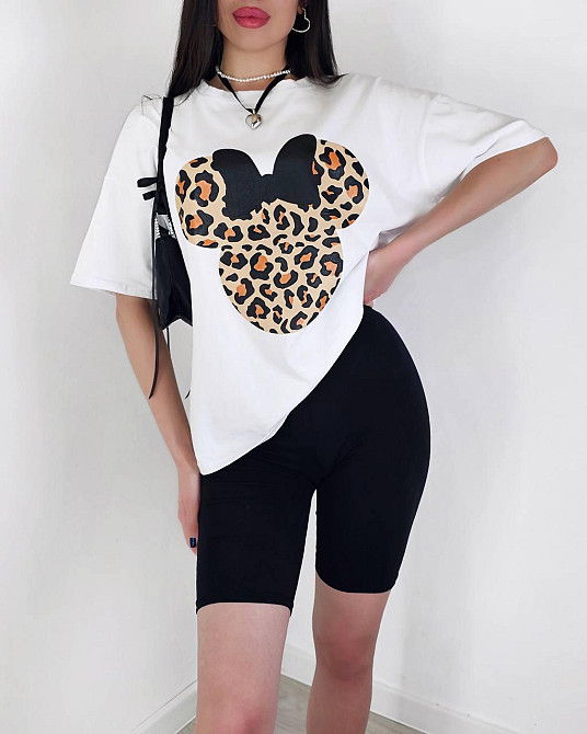 Женский летний костюм двойка: футболка с микки маусом и велосипедки турецкий кулир Черный 2, 42/44 Одесса - изображение 1