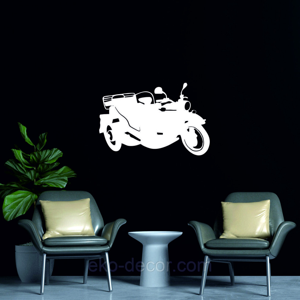 Декоративное настенное Панно «Мотоцыкл с коляской» Декор на стену 110*72 см, Белый Киев - изображение 5