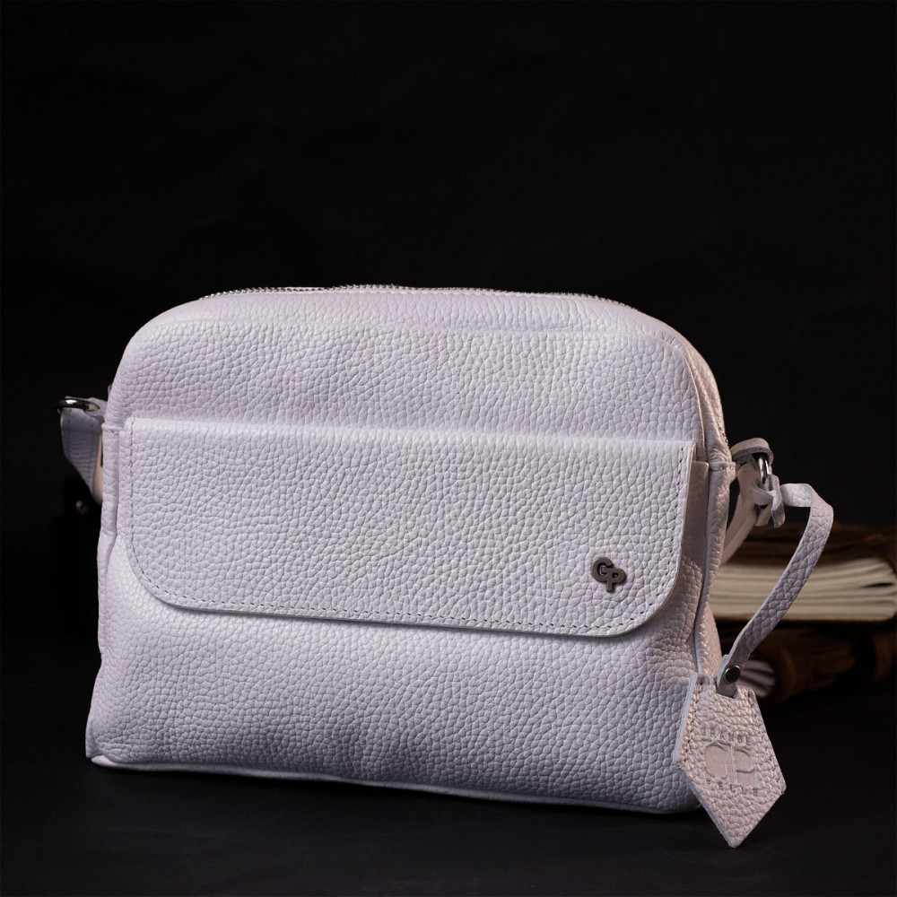 Жіноча сумка крос-боді із натуральної шкіри Біла (GRANDE PELLE) Київ - фото 2