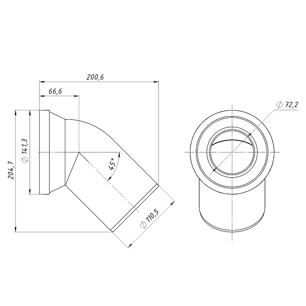 Коліно OPTIMUM для унітазу 45 ° D110 пластик OPTI 31410/227 Тернопіль - фото 4
