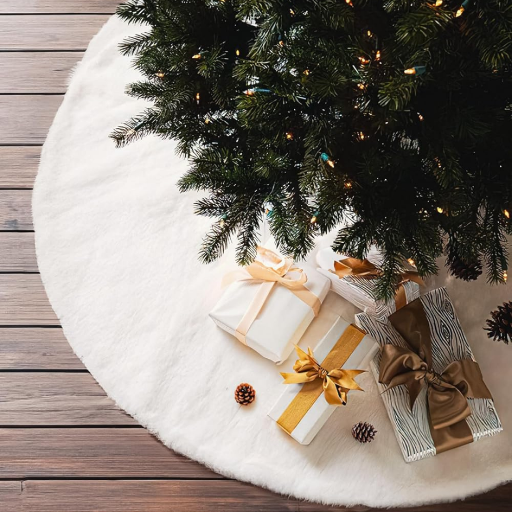 Килимок під ялинку спідниця для ялинки Niki Light новорічний декор хутрові килимки під ялинку Білий 90 см Київ - фото 7