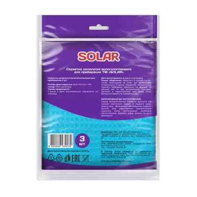 Салфетки для уборки Solar Household Целлюлозные влагопоглощающие 3 шт. (4820269930179) Винница