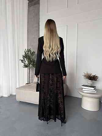 Женский стильный трендовый костюм двойка: жакет + юбка, костюмная ткань,гипюр + трикотажная подкладка 46/48 Одесса