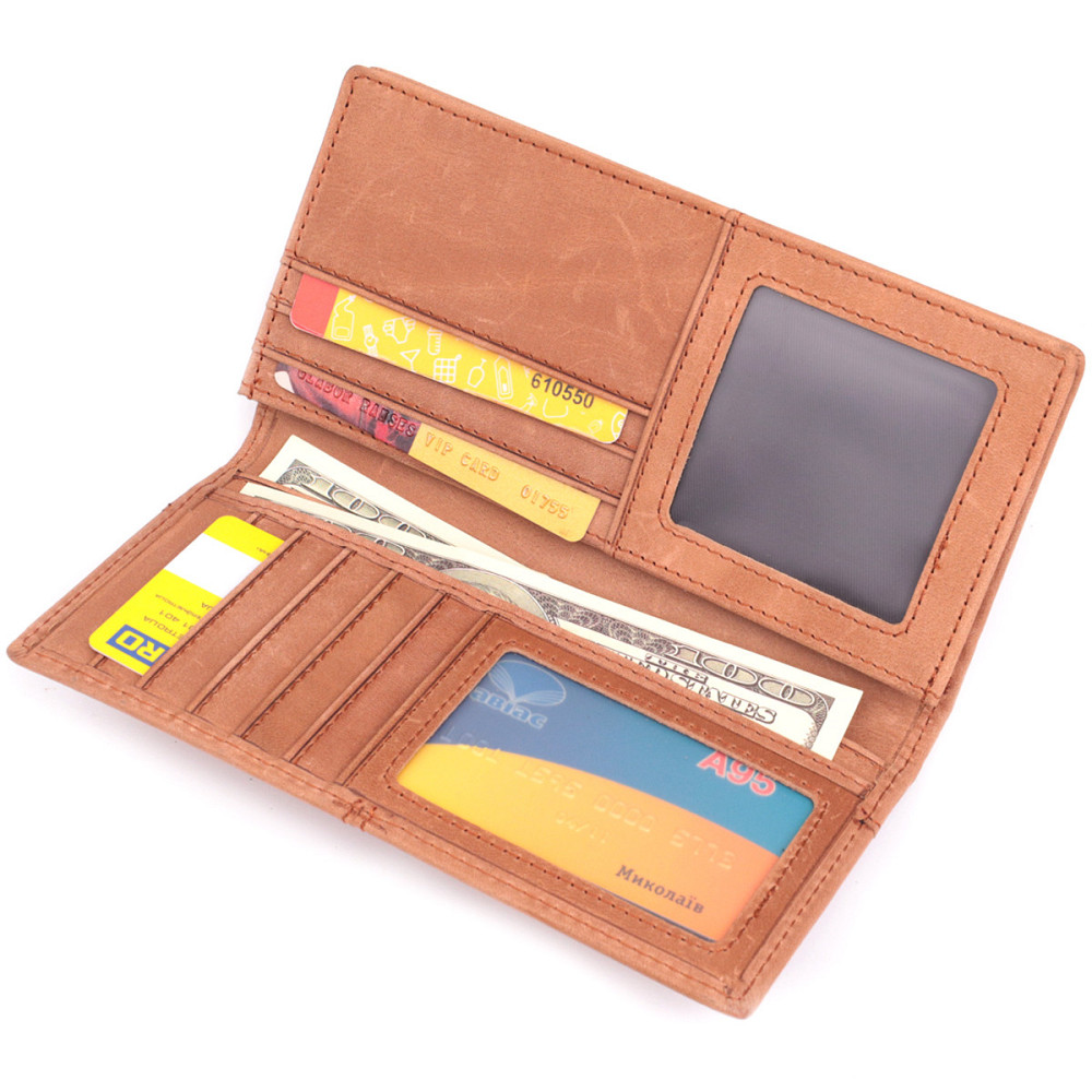 Кошелек унисекс в винтажной натуральной коже 22853 Vintage Рыжий Киев - изображение 4