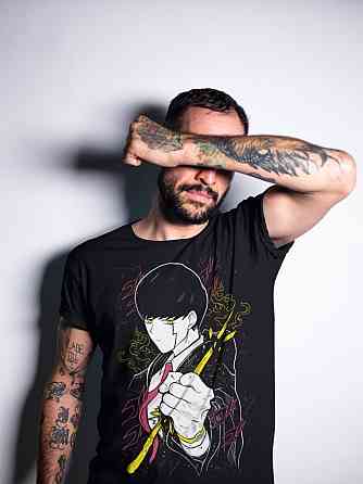 Футболка для хлопчика з аніме принтом Масхле Аніме Гіфт Каваі оверсайз (зріст від 165 до 180) Чорний AnimeJ0172m Дніпро