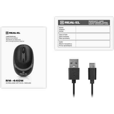 Мышка REAL-EL RM-440W Wireless/Bluetooth Black (EL123200045) Винница