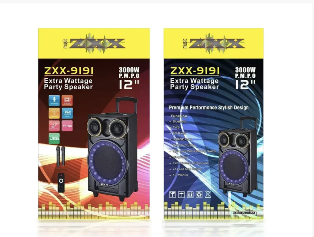 Акустична переносна колонка ZXX-9191/ 8215 60 Вт 12" 67х38х32 см TWS/FM/USB/TF/SD/BT/REC/LED/2MIC(1) Одеса - фото 1