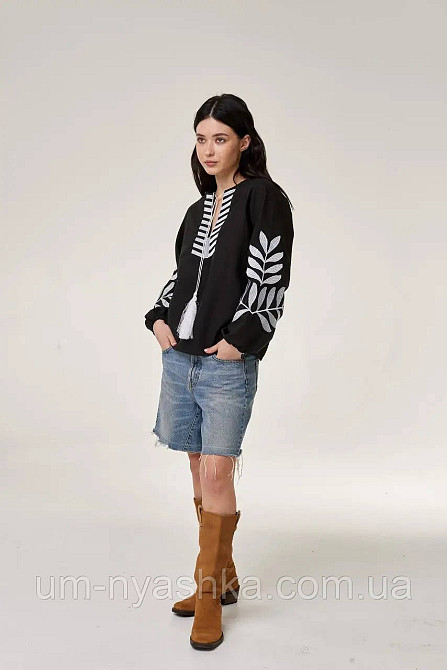 Жіноча чорна вишиванка "Папороть" Кривий Ріг - фото 2