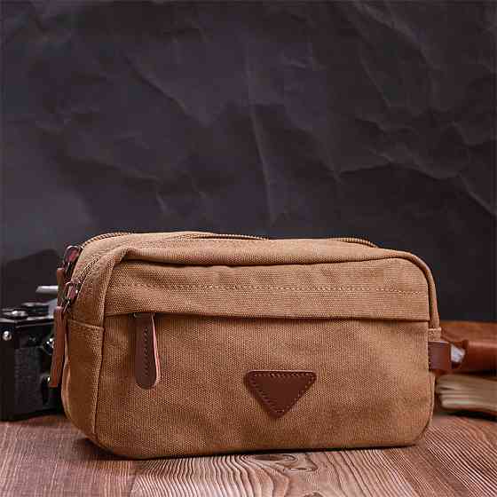 Барсетка для мужчин на два отделения из качественного текстиля Vintage 22235 Коричневый Киев