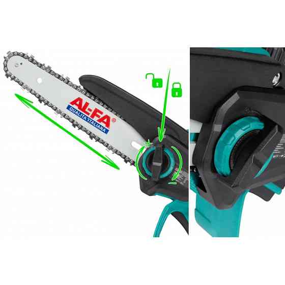 Цепная аккумуляторная пила ALFA ALCMCS8-21V – 21V, 2.0Ah, бесщеточный двигатель, шина 8