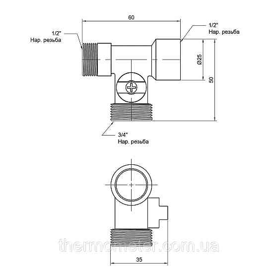 Кран приборный шаровой Thermo Alliance Standart 1/2